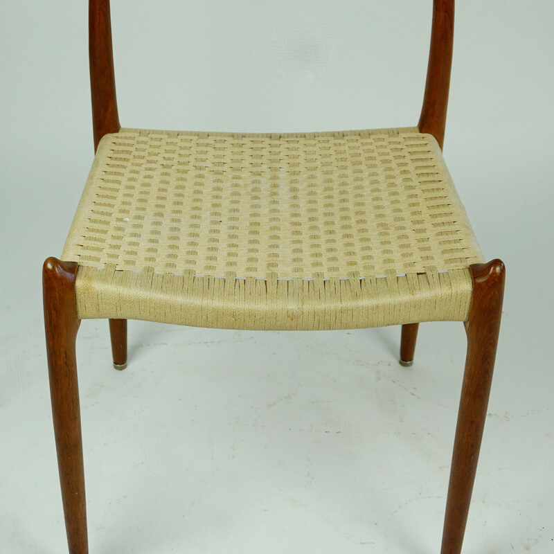 Pair of vintage Danish teak mod. 78 dining chairs by N.O. Moller, 1962