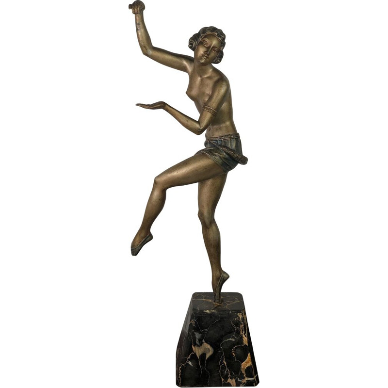 Vintage statue of The Dancer in Regula on a marble base, 1920