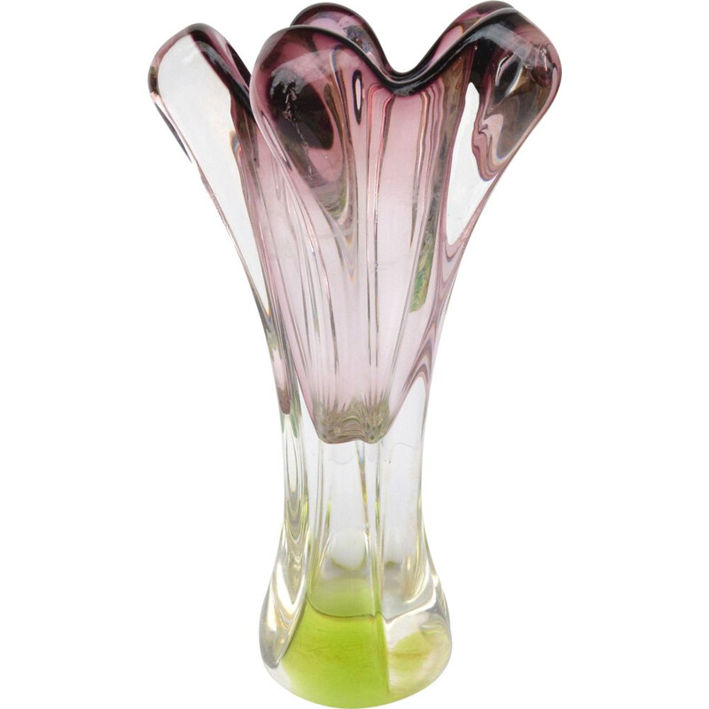 Mid century crystal glass vase by J. Hospodka for Chribska Sklarna, Czechoslovakia 1960s