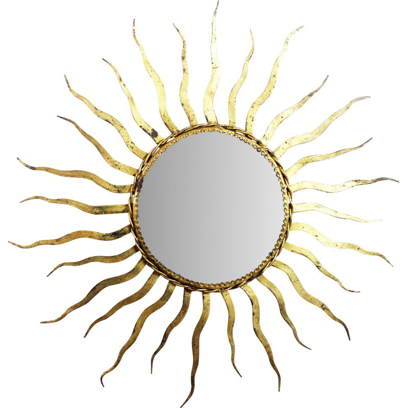 Miroir soleil biseauté vintage en métal