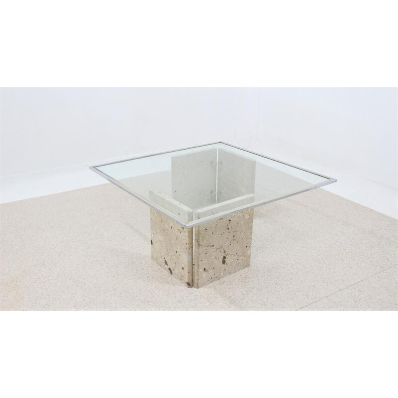 Vintage marble and glass coffee table, Italy 1970
