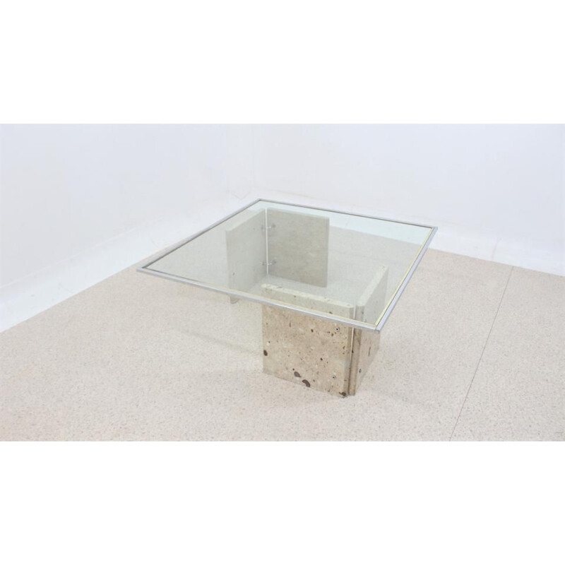 Vintage marble and glass coffee table, Italy 1970