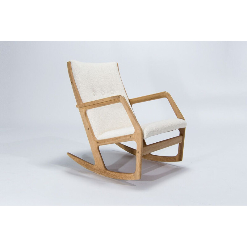 Chaise à bascule vintage en bois de chêne par Holger Georg Jensen pour Kubis Mobler, Danemark 1960