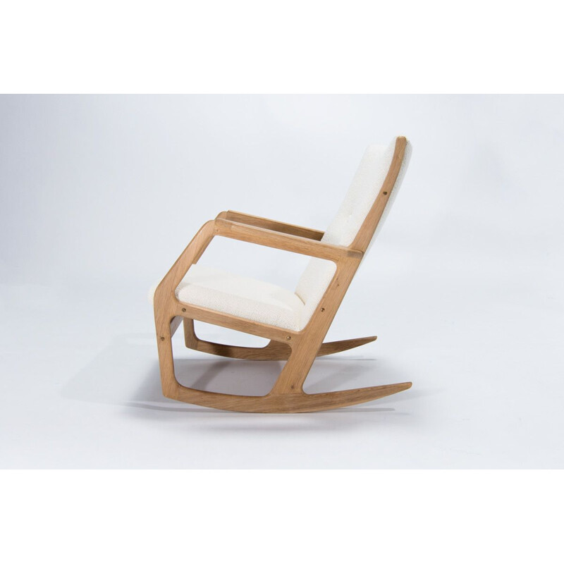 Chaise à bascule vintage en bois de chêne par Holger Georg Jensen pour Kubis Mobler, Danemark 1960