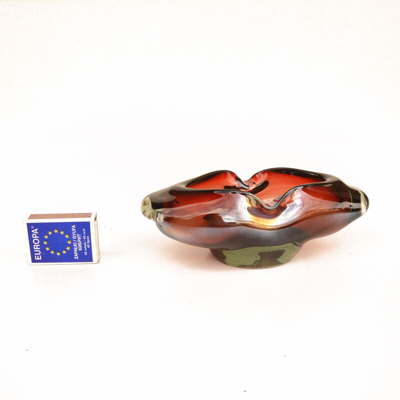 Vintage ashtray in multicolored glass by Milena Velíšková for Skrdlovice Sklarna, Czech Republic 1960