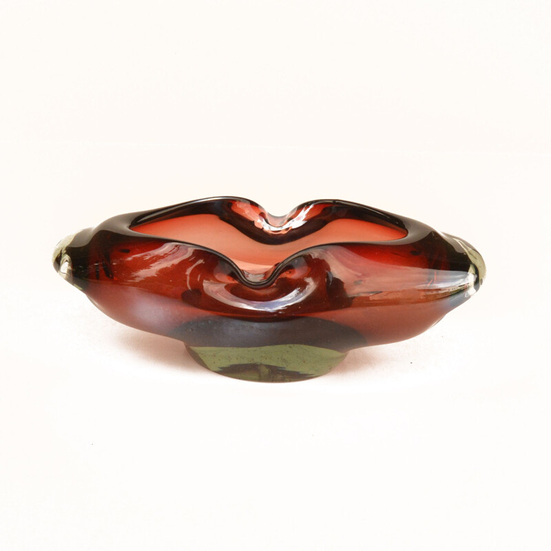 Vintage ashtray in multicolored glass by Milena Velíšková for Skrdlovice Sklarna, Czech Republic 1960