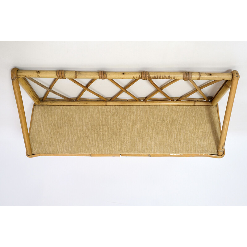 Vintage rattan shelf, France 1960