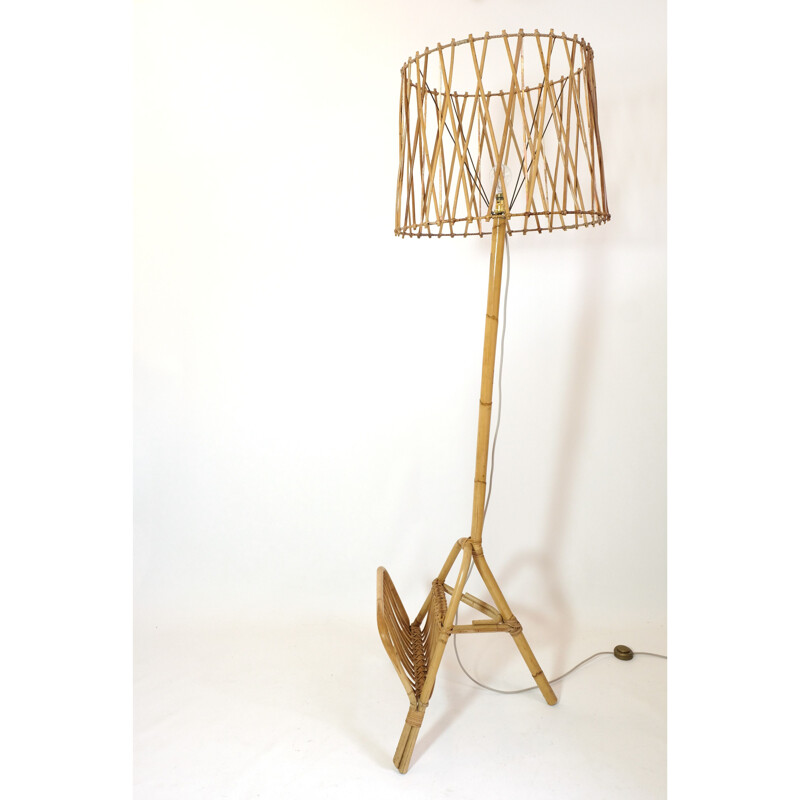 Mid century rattan floor lamp, 1960-1970