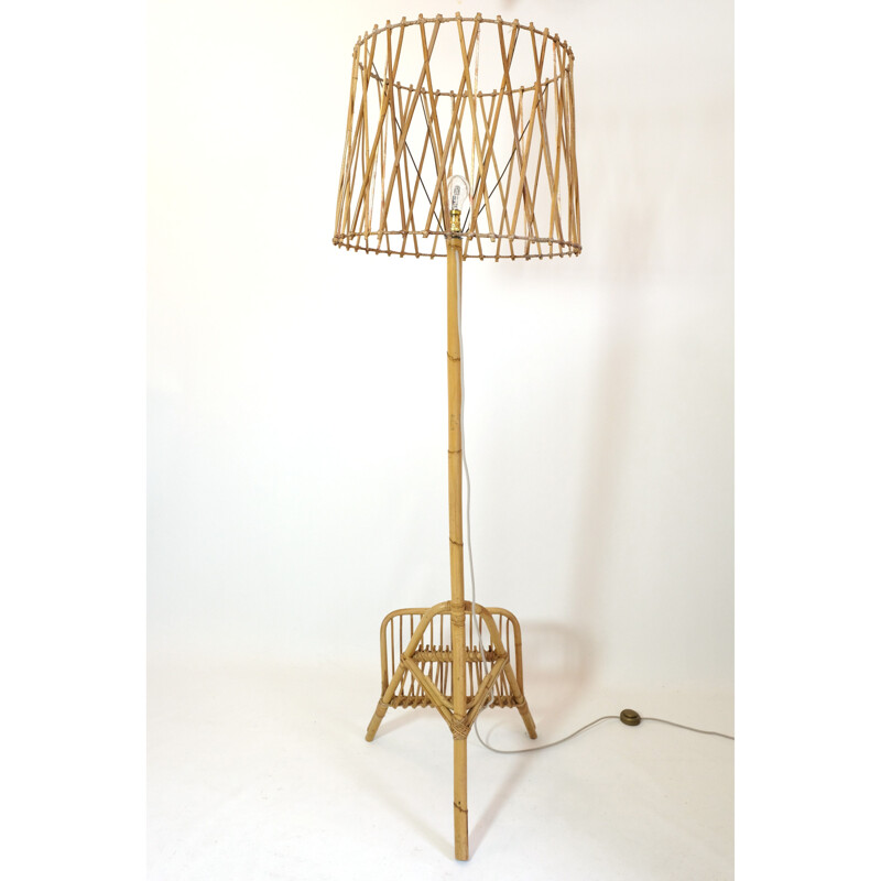 Mid century rattan floor lamp, 1960-1970