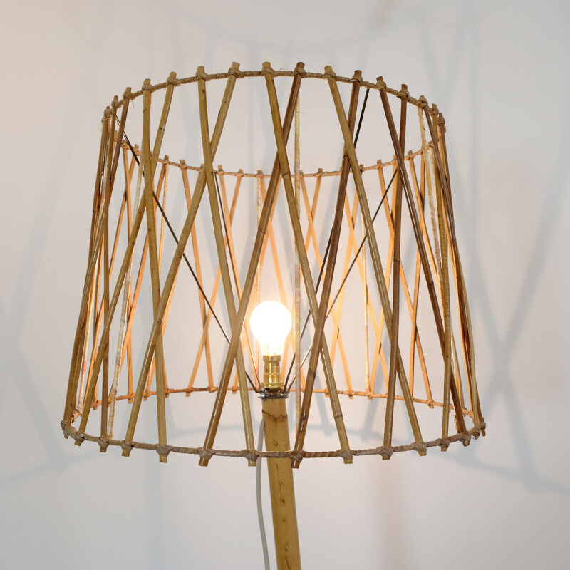 Mid century rattan floor lamp, 1960-1970