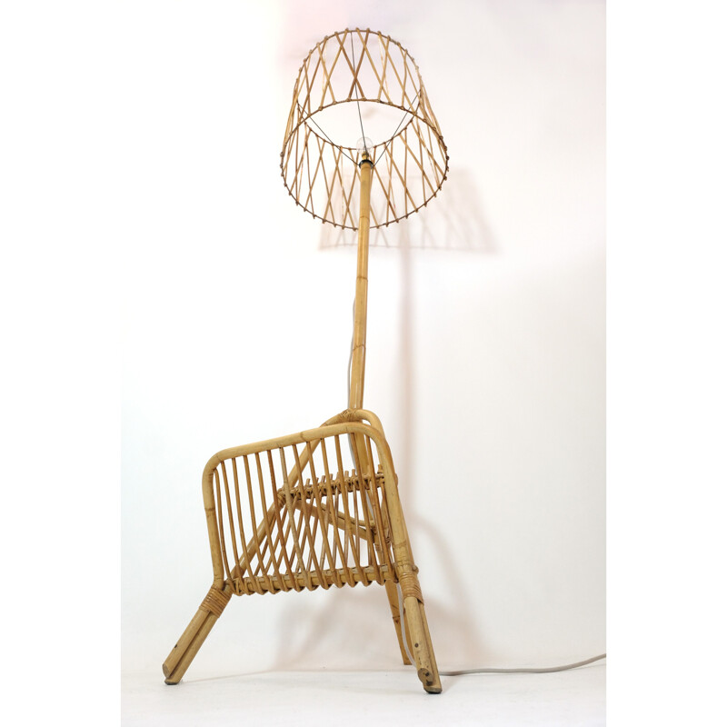 Mid century rattan floor lamp, 1960-1970