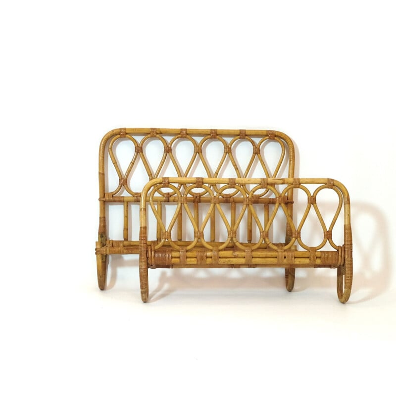 Vintage headboard and footboard in rattan, 1960-1970