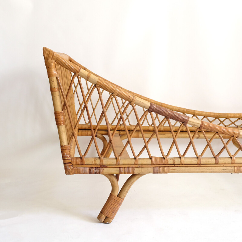 Vintage boat bed in rattan, 1950-1960