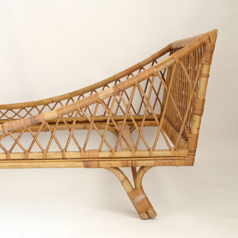 Vintage boat bed in rattan, 1950-1960