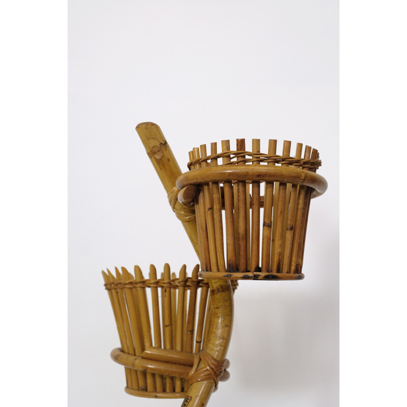 Mid century rattan pot holder, 1960-1970s