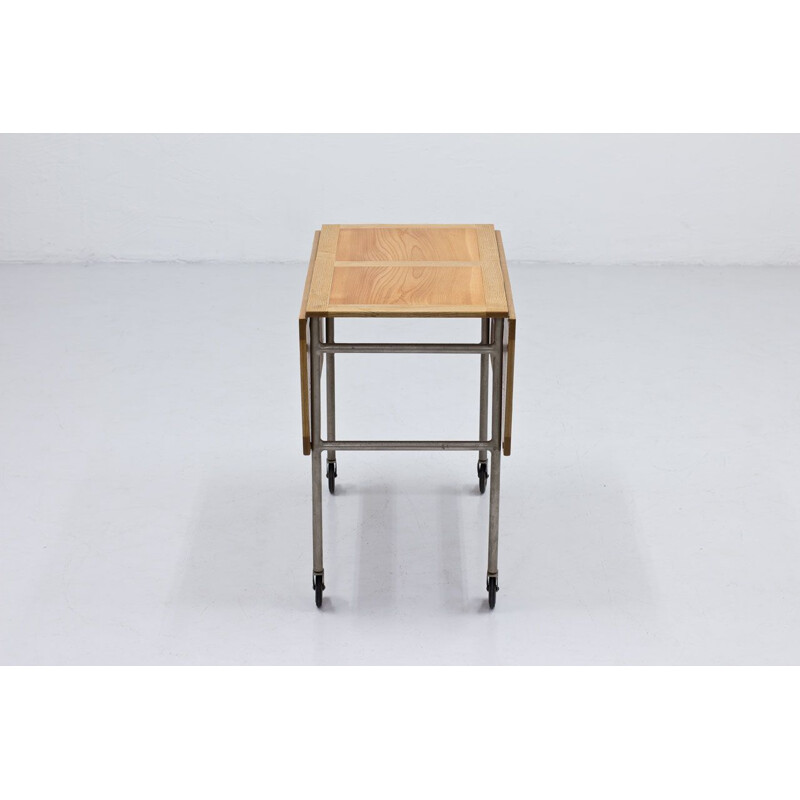 Mid century oakwood & steel Berit trolley by Bruno Mathsson for Firma Karl Mathsson, 1941