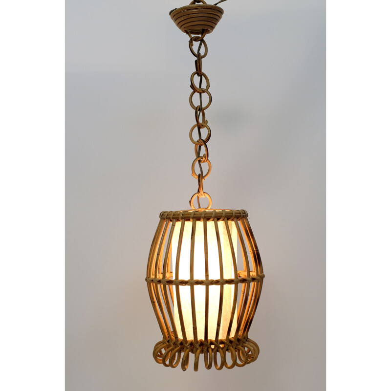 Vintage rattan pendant lamp, 1960s