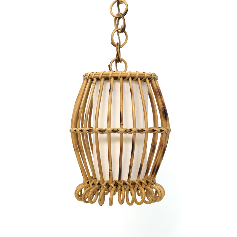 Vintage rattan pendant lamp, 1960s