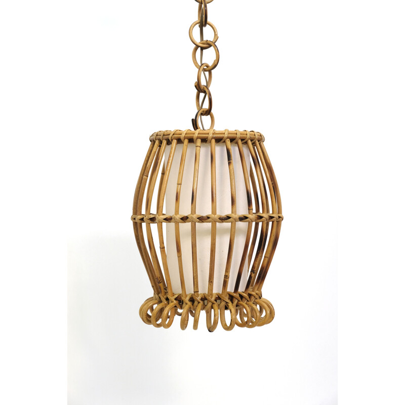 Vintage rattan pendant lamp, 1960s