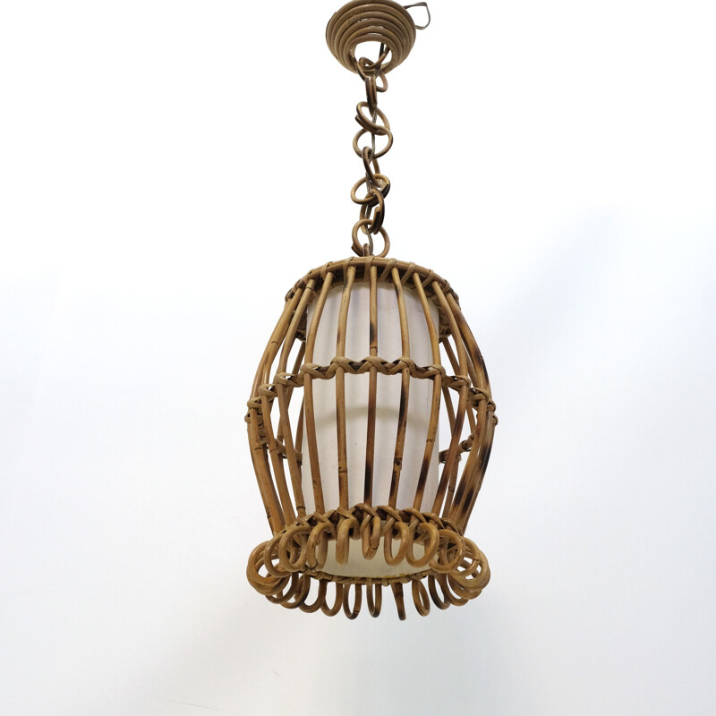 Vintage rattan pendant lamp, 1960s