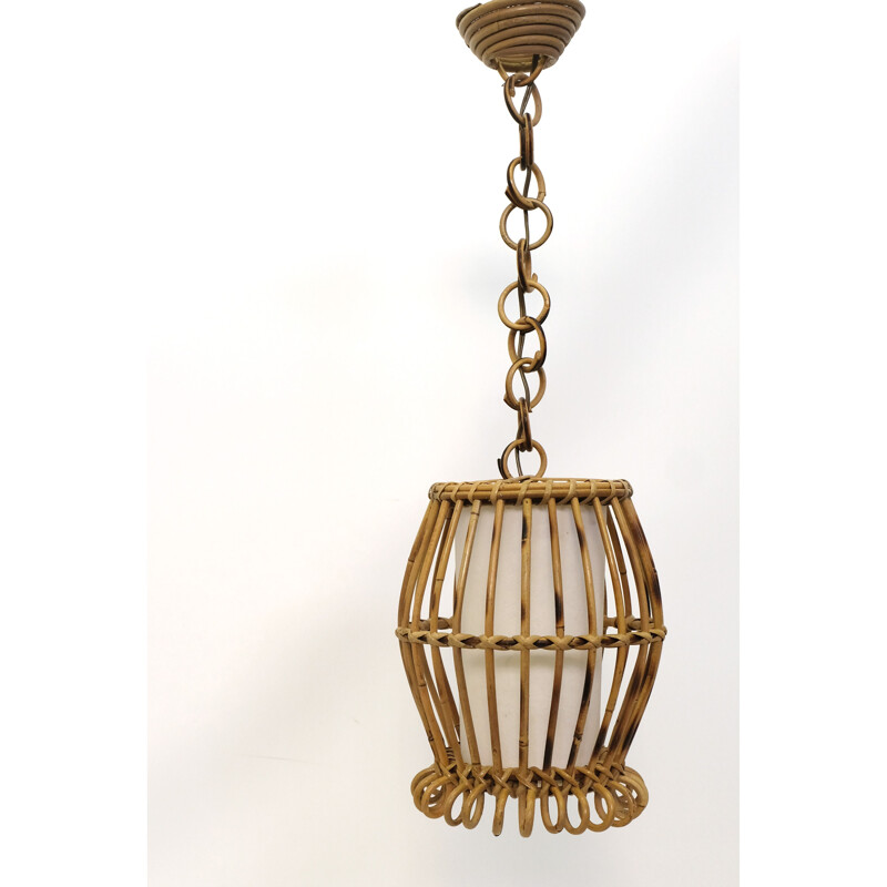 Vintage rattan pendant lamp, 1960s