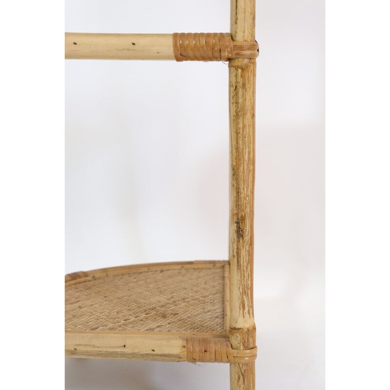 Vintage corner shelf in rattan, 1960-1970s