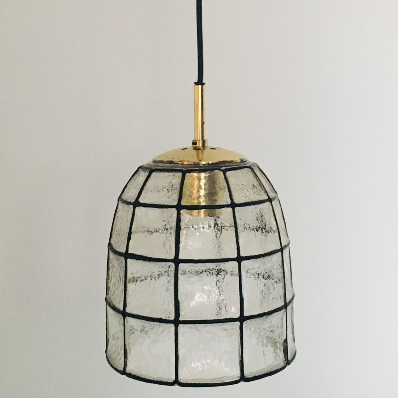 Mid-century glass pendant lamp by Glashütte Limburg, Germany 1960s