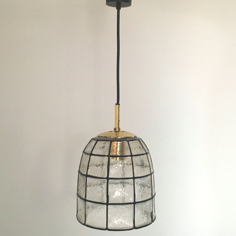 Mid-century glass pendant lamp by Glashütte Limburg, Germany 1960s