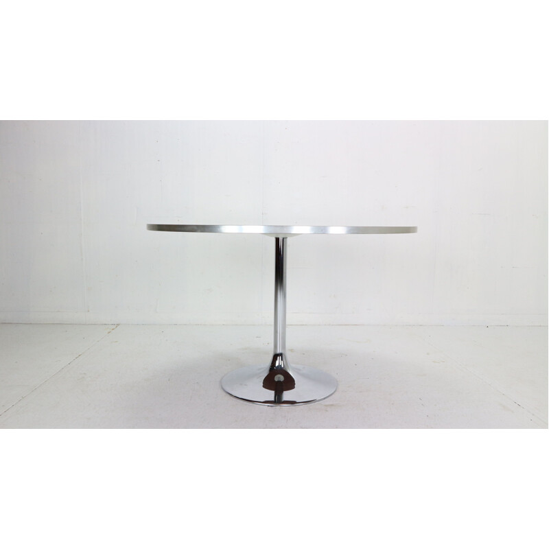 Mid century round white & chrome table by Börje Johanson for Johanson Design Markaryd, Sweden 1968