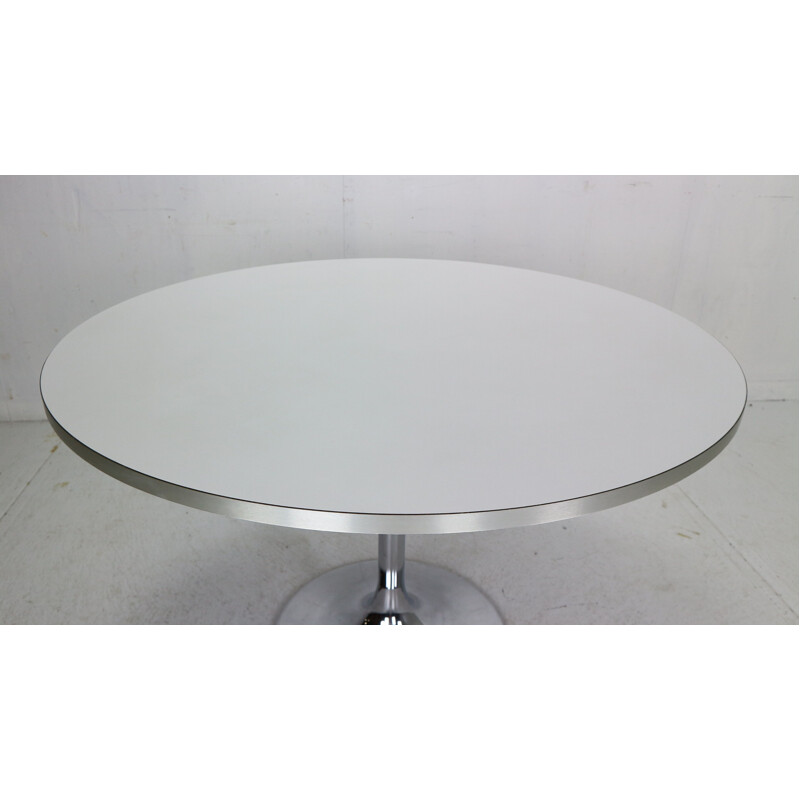 Mid century round white & chrome table by Börje Johanson for Johanson Design Markaryd, Sweden 1968