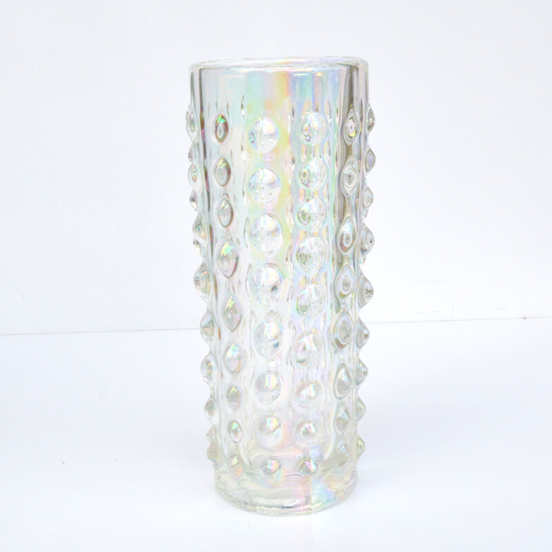 Vintage iridescent vase by P. Pánek for Heřmanova Hut, Czech Republic 1971