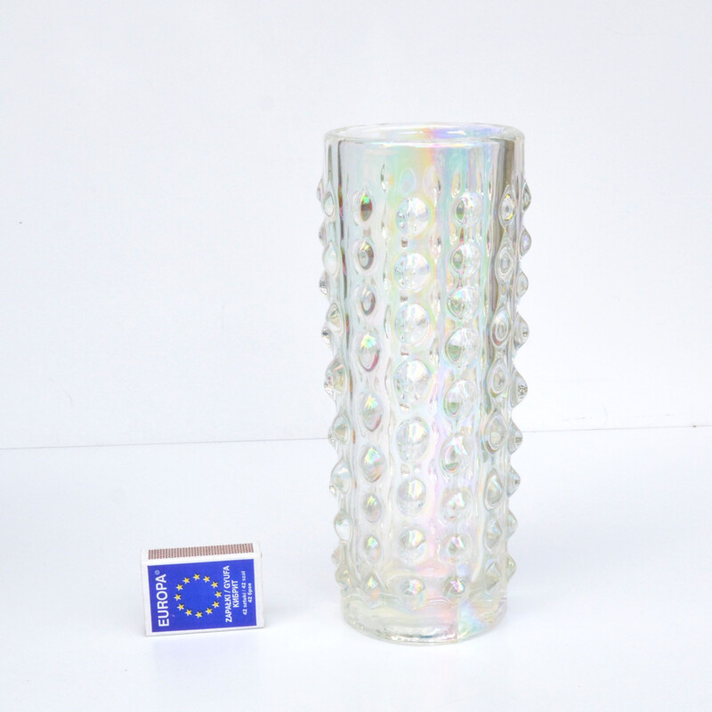 Vintage iridescent vase by P. Pánek for Heřmanova Hut, Czech Republic 1971