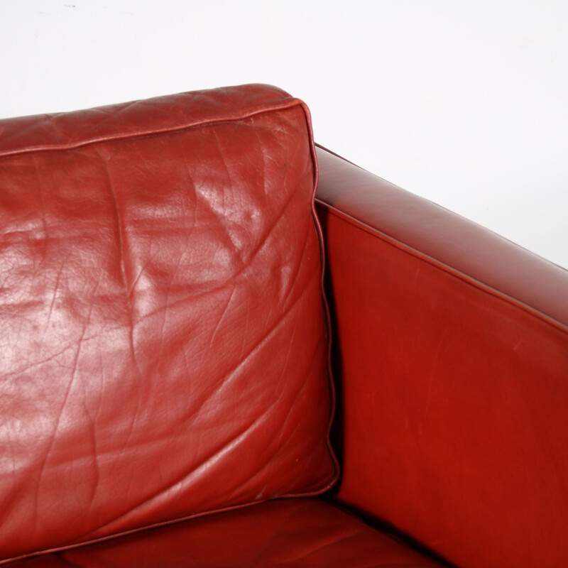 Vintage red leather sofa by Pierre Paulin for Artifort, Netherlands 1960