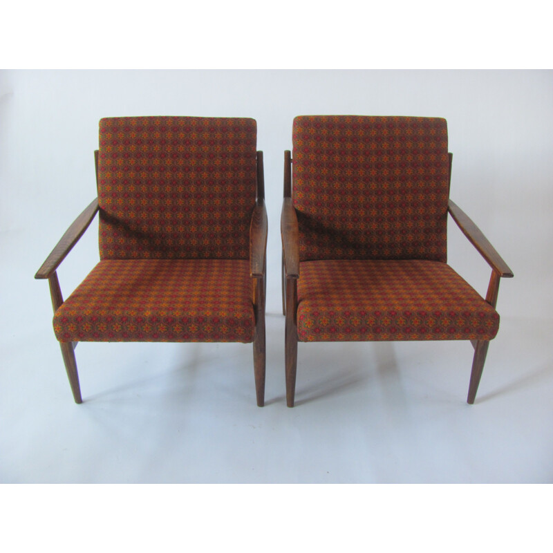 Paire de fauteuils vintage à motifs floraux, Tchèque 1960