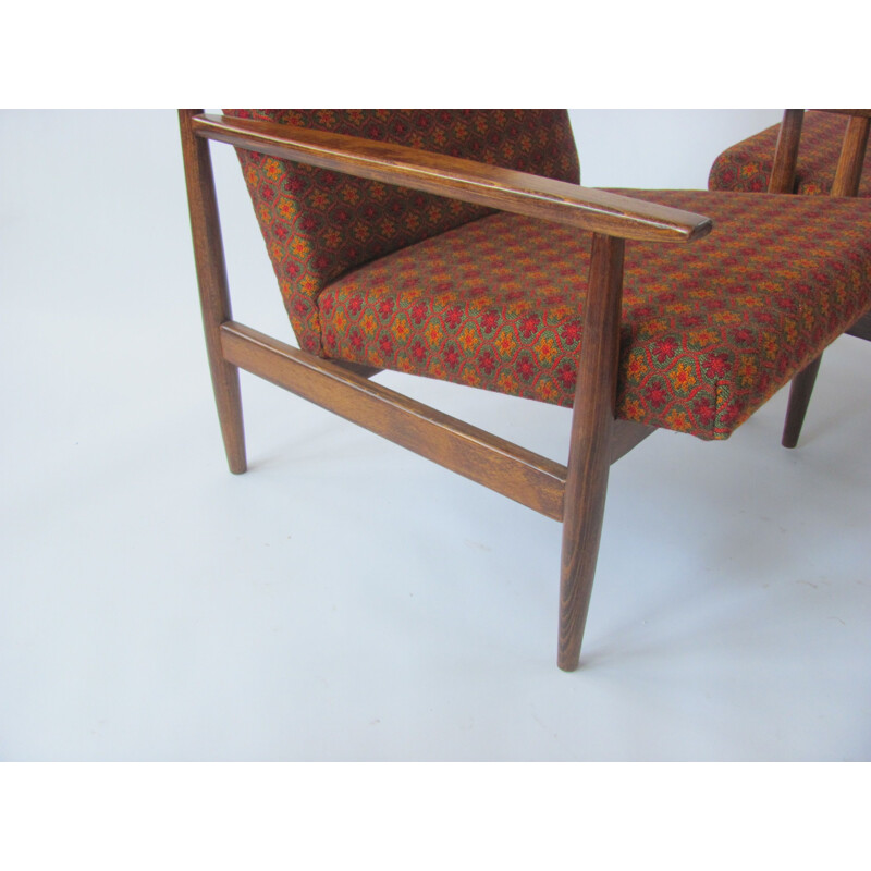 Paire de fauteuils vintage à motifs floraux, Tchèque 1960