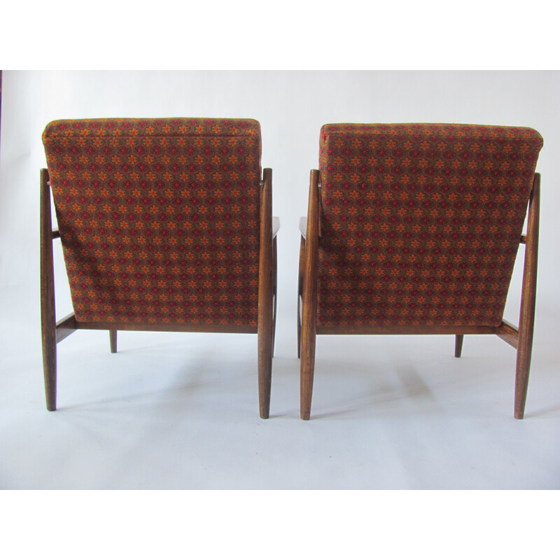 Paire de fauteuils vintage à motifs floraux, Tchèque 1960