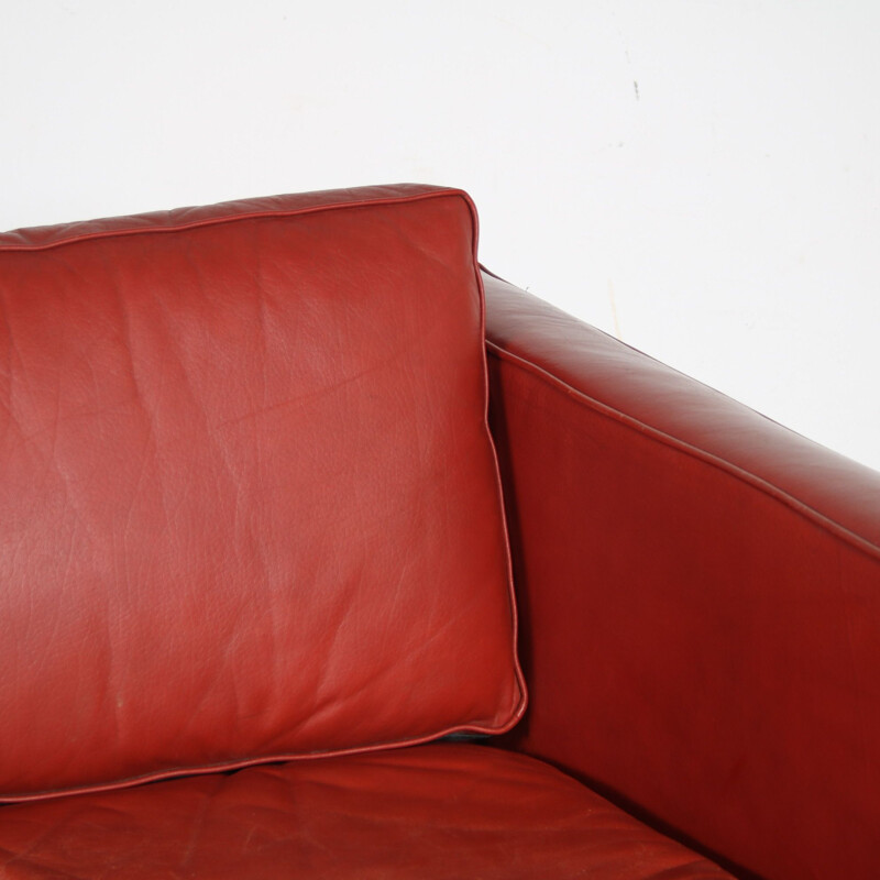 Mid century red leather 3-seater sofa by Pierre Paulin for Artifort, Netherlands 1960s