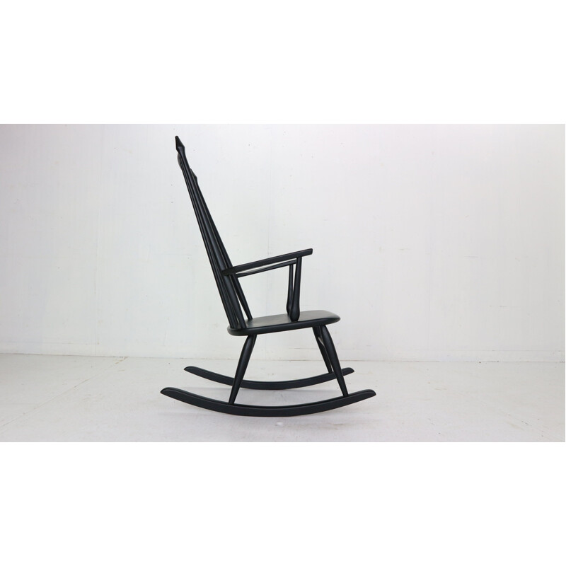 Scandinavian vintage black rocking chair, Denmark 1960s