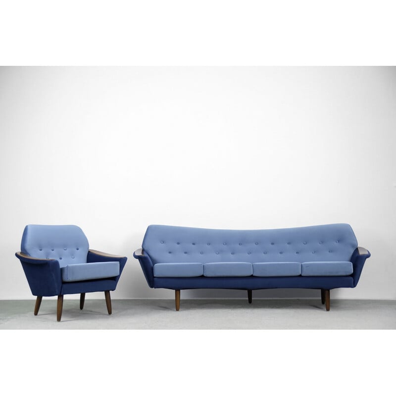 Scandinavian vintage velvet living room set for Holm Fabriker AB, Sweden 1960