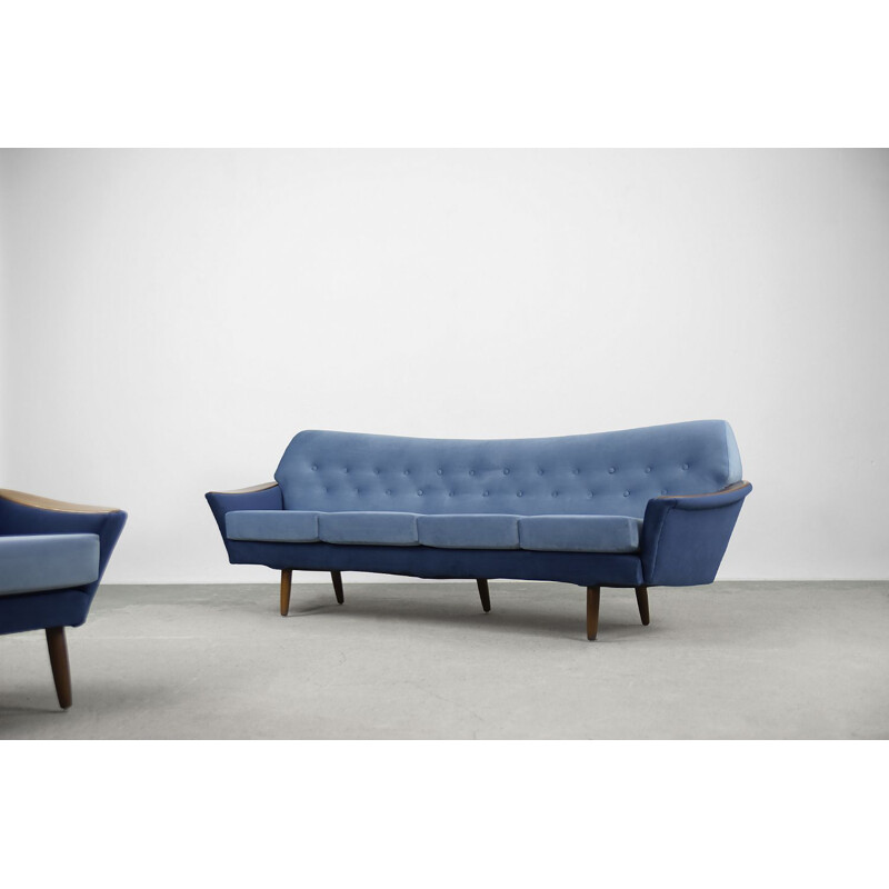 Scandinavian vintage velvet living room set for Holm Fabriker AB, Sweden 1960