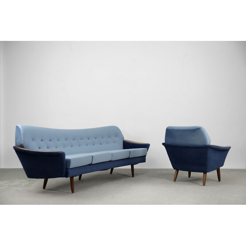 Scandinavian vintage velvet living room set for Holm Fabriker AB, Sweden 1960