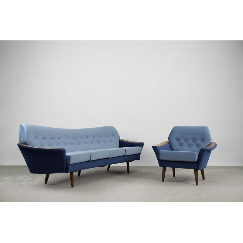 Scandinavian vintage velvet living room set for Holm Fabriker AB, Sweden 1960