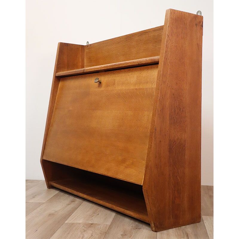 Vintage oakwood wall secretary, 1950