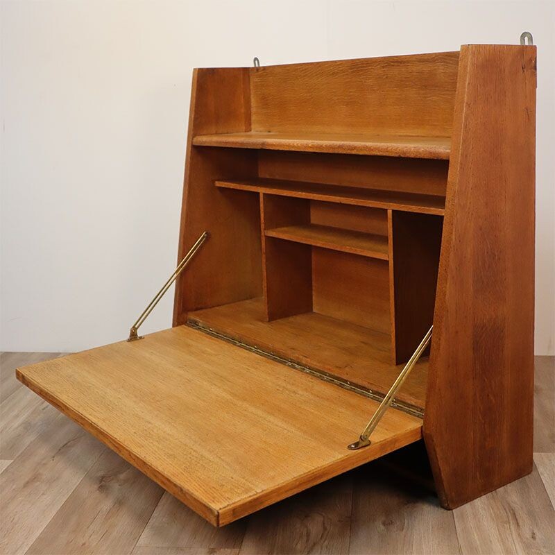 Vintage oakwood wall secretary, 1950