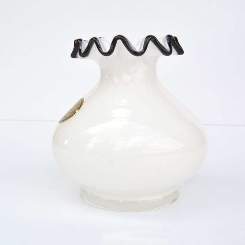 Vintage milk glass vase by Crystalex Novy Bor, Czechoslovakia 1980s