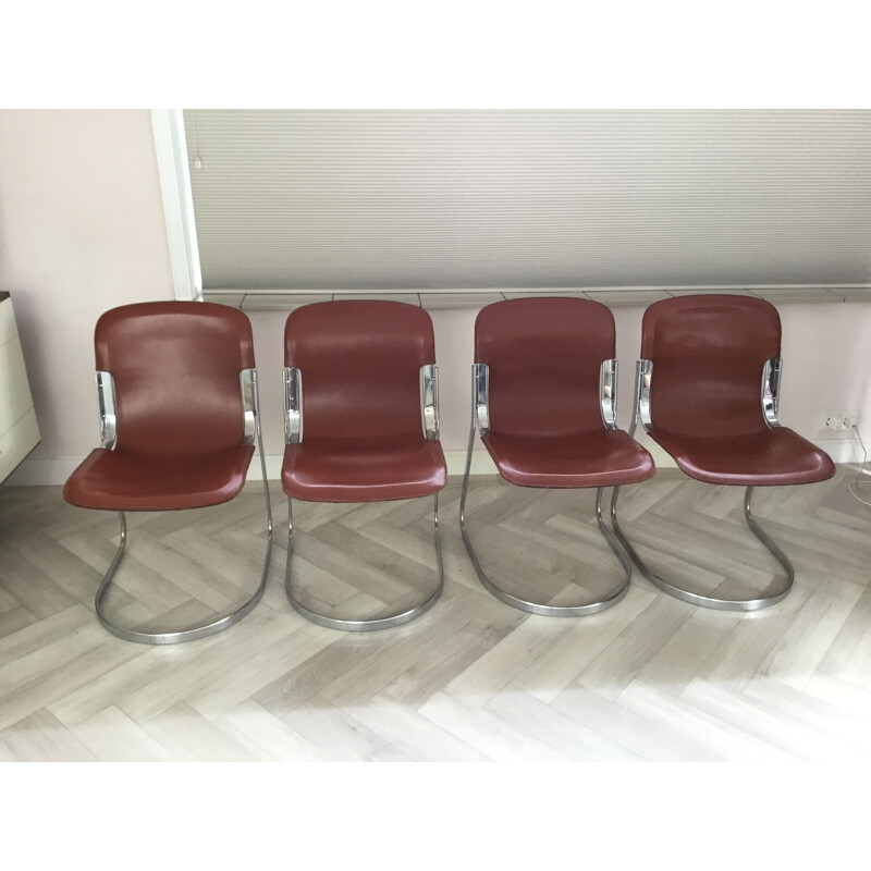 Set of 4 vintage chairs by Cidue, Italy 1970