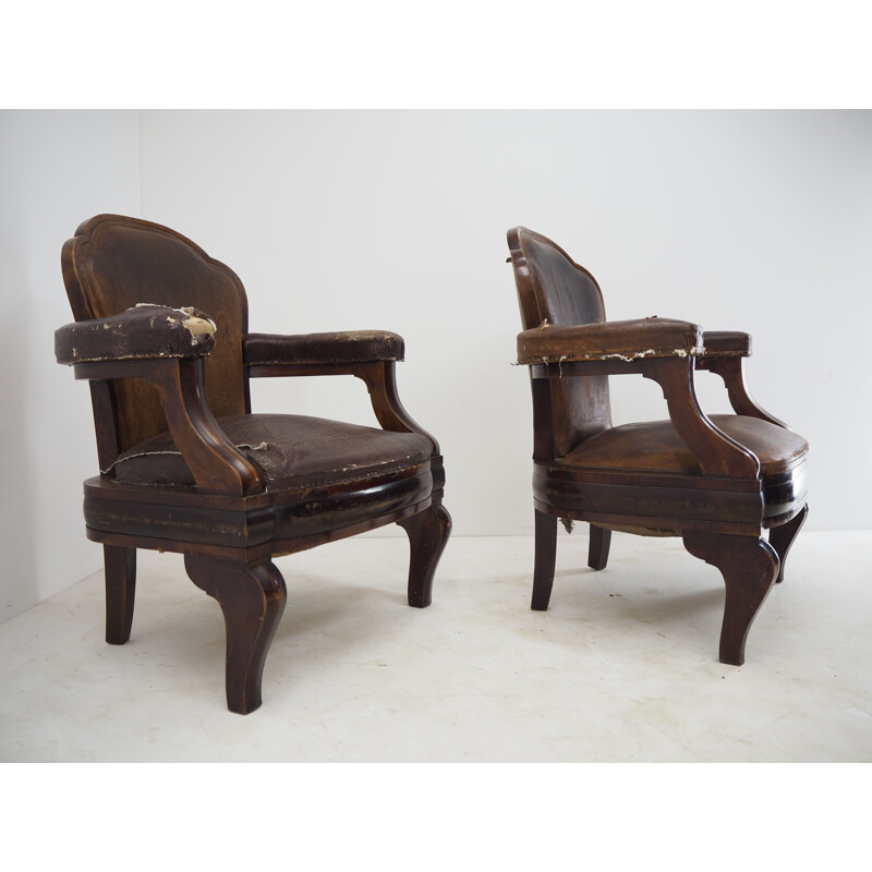 Pair of vintage Art Deco armchairs from Ministry of Interior Czechoslovakia, 1930s