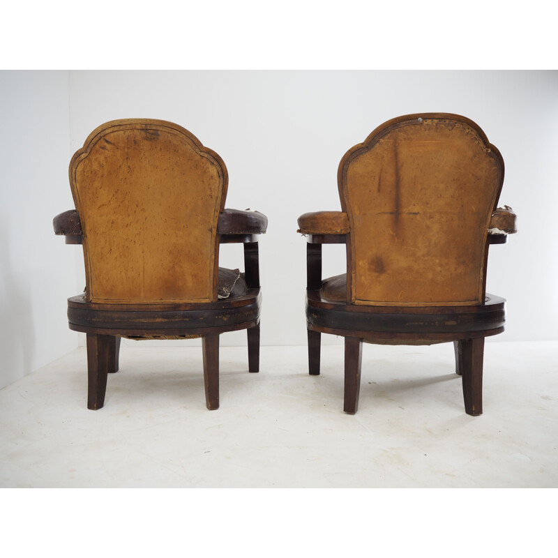 Pair of vintage Art Deco armchairs from Ministry of Interior Czechoslovakia, 1930s