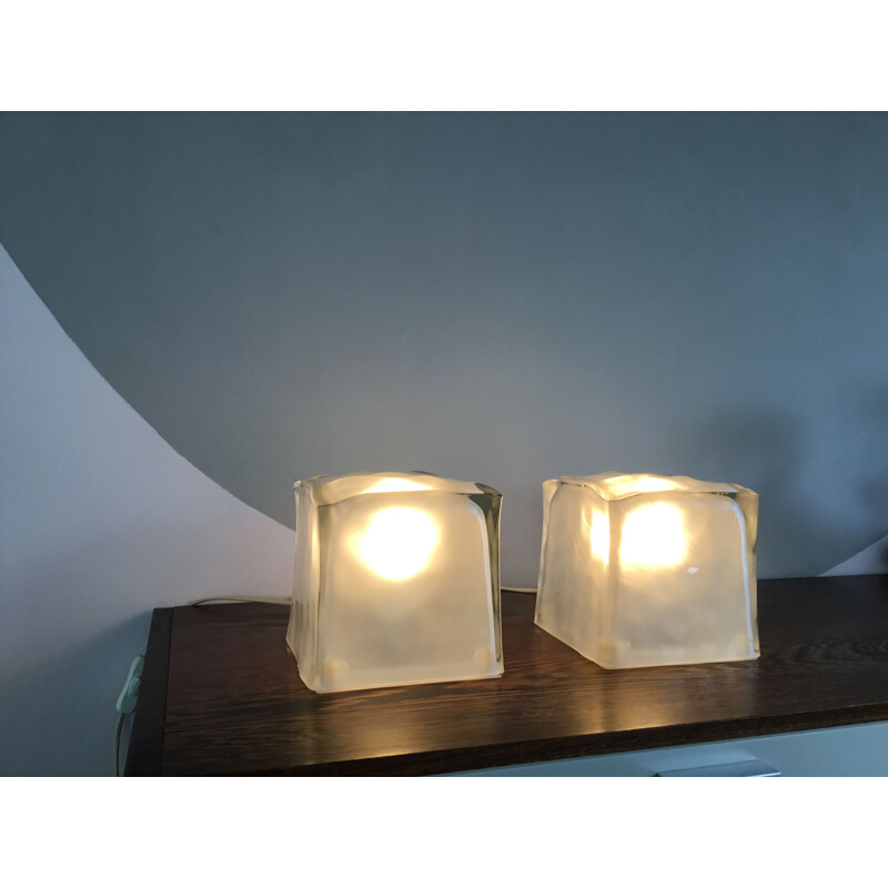 Vintage night stand lamp ice cube by Iviken, Sweden 1980s