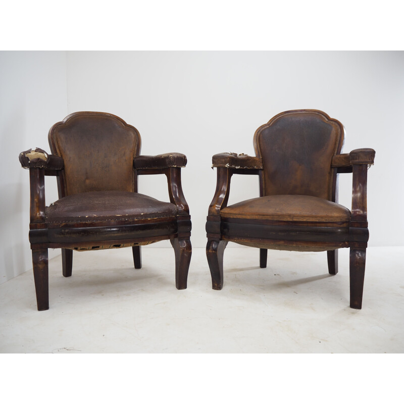 Pair of vintage Art Deco armchairs from Ministry of Interior Czechoslovakia, 1930s